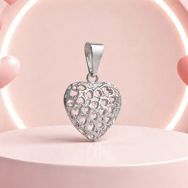 Dije Corazon Multiple Plata 925 Mexicana, mide 2.5cm ideal para cadenas de 4 mm o menos.