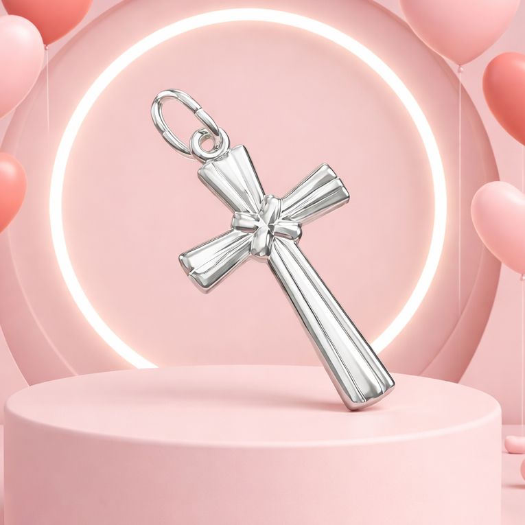 Mexican 925 Silver Knot Cross Pendant, measures 3.5cm, ideal for chains of 3mm or less.