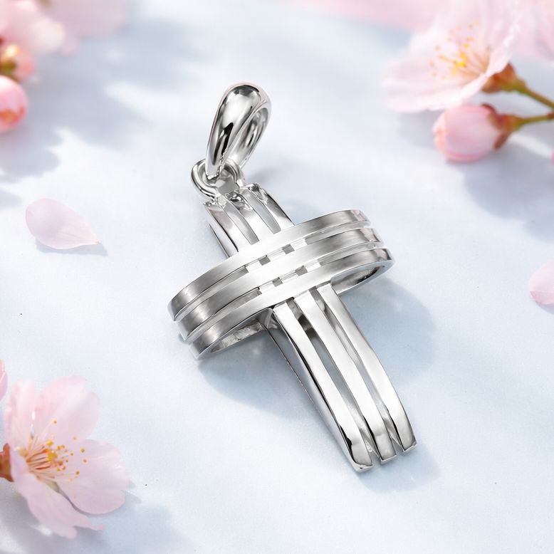 Solid Fancy Cross Pendant Mexican 925 Silver, measures 3.7cm, ideal for chains of 5mm or less