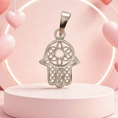 Dije Mano de Fatima Plata 925 Mexicana, Mide 3cm, Ideal para cadenas de 4mm o menos.