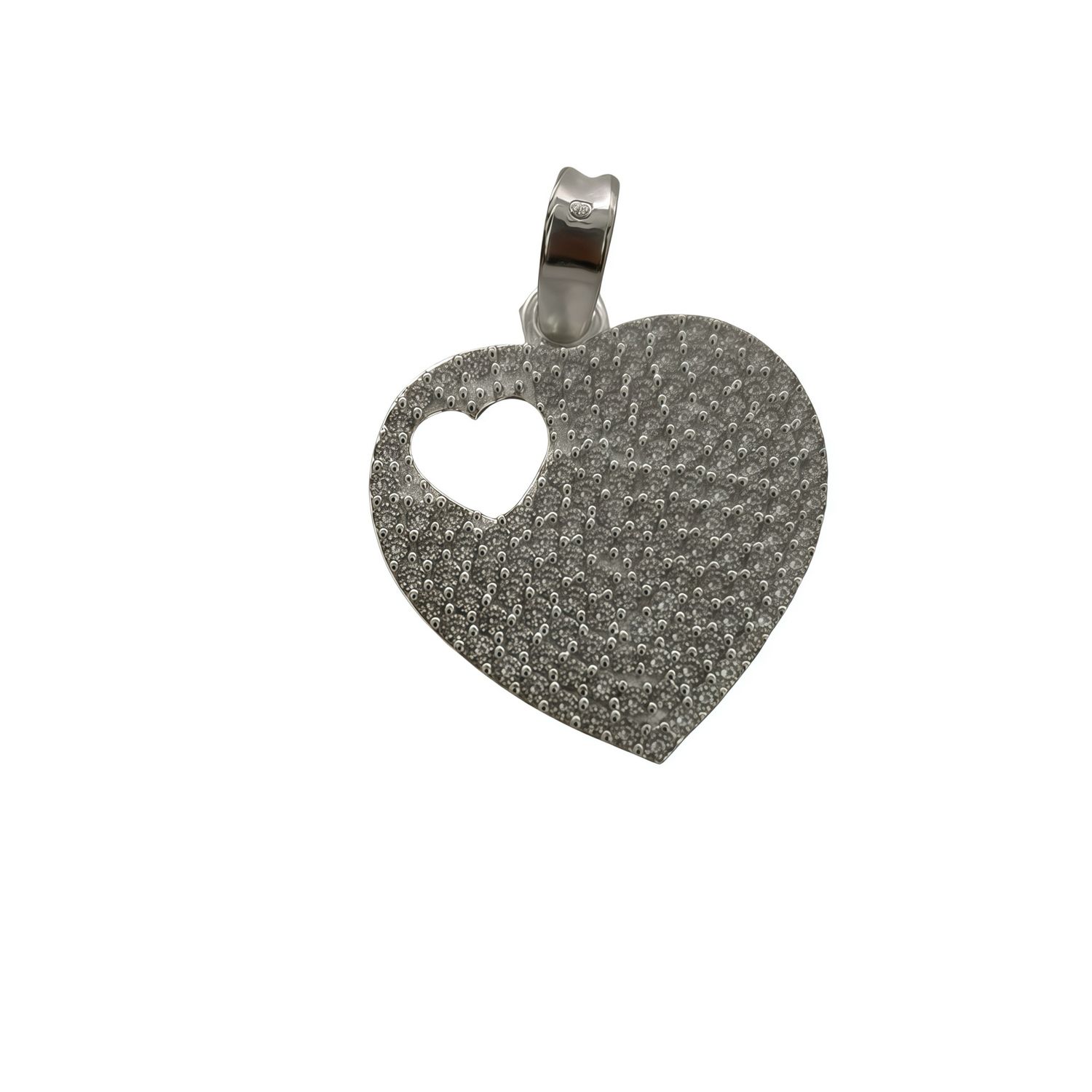 Dije Corazon Micropabe Plata 925 Mexicana, Mide 2.5cm, ideal para cadenas de 3mm o menos
