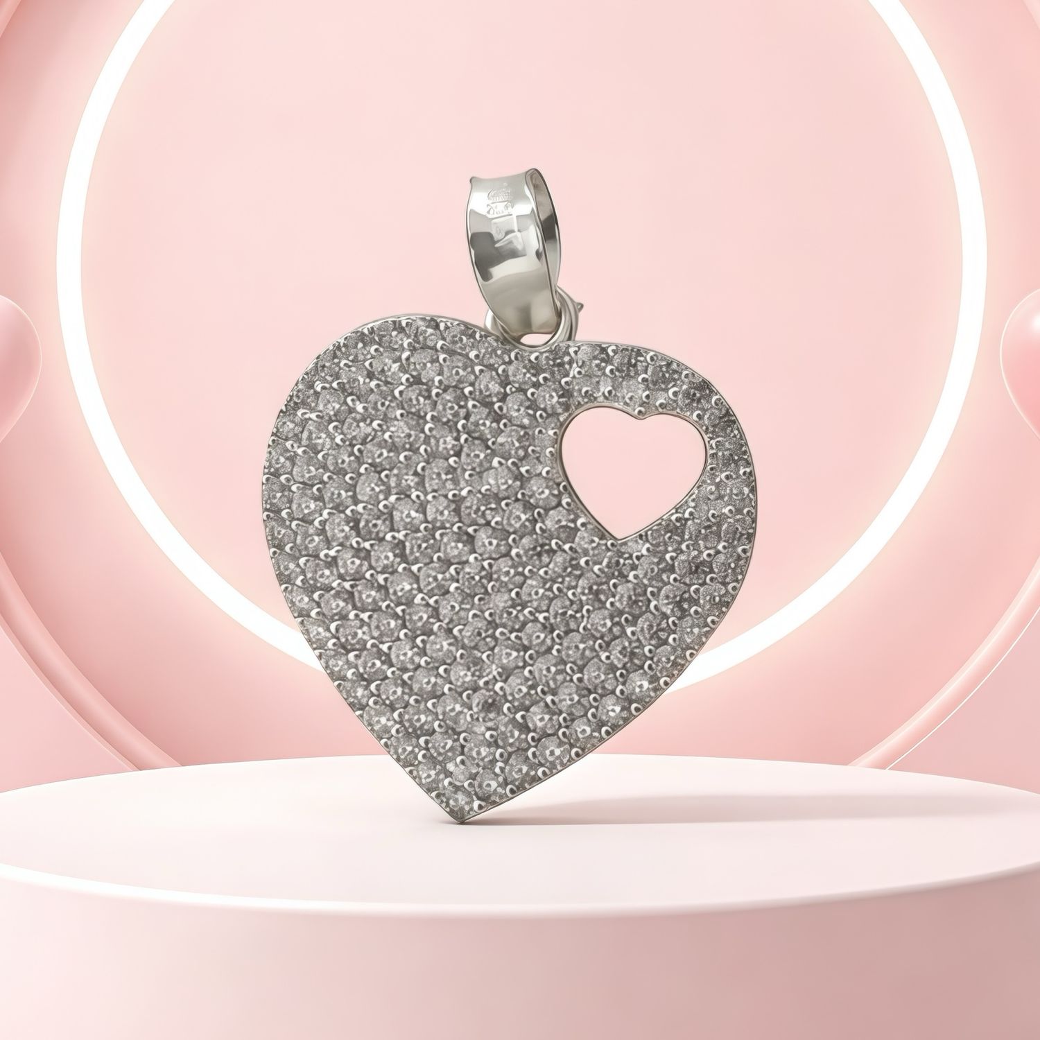 Dije Corazon Micropabe Plata 925 Mexicana, Mide 2.5cm, ideal para cadenas de 3mm o menos