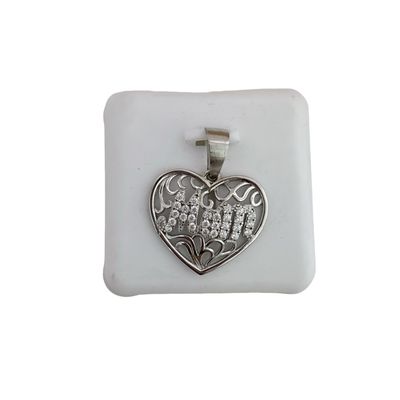 Dije Corazon Micropabe MOM, mide 3cm ideal para cadenas de 3 mm o menos, en Plata 925 italiana.
