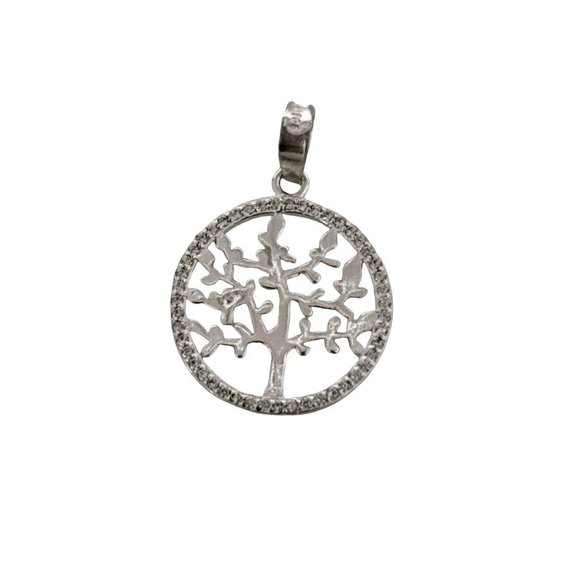 Dije Arbol de la vida con Zirconias, mide 2.5cm, ideal para cadenas de 3mm o menos, en Plata 925 Mexicana.