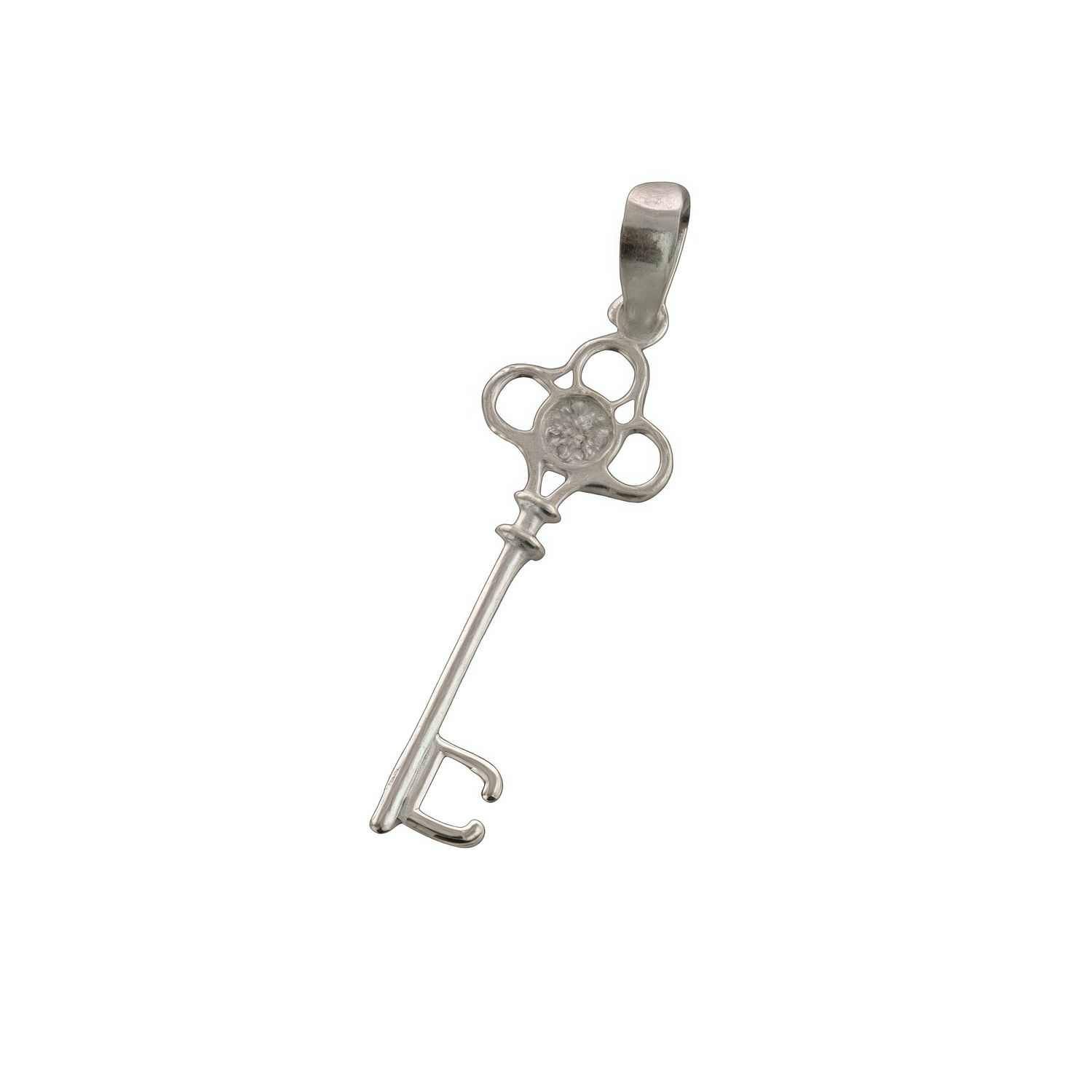 Dije Llave con Zirconia mide 3.5cm, ideal para cadenas de 4mm o menos, en Plata 925 Mexicana.