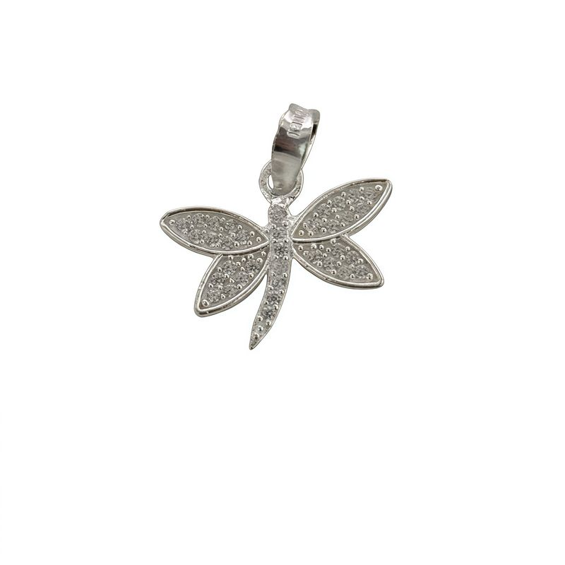Dije Libelula en Micropabe, mide 2cm, ideal para cadenas delgadas de 2mm o menos, en Plata 925 Mexicana.