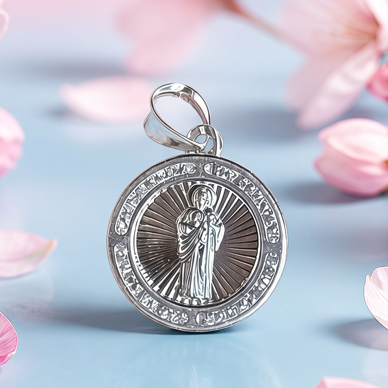 Dije Medalla San Judas Diamantada, mide 2cm , ideal para cadenas de 3mm o menos, en Plata 925 Mexicana.