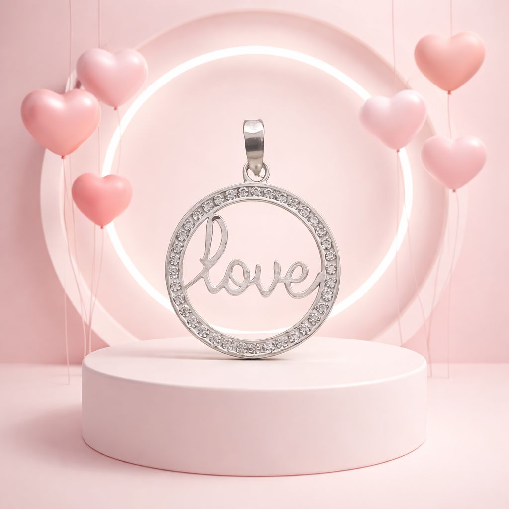 Dije Circulo de Amor  con Zirconias, mide 3.5cm, ideal para cadenas de 4mm o menos, en Plata 925 Mexicana.