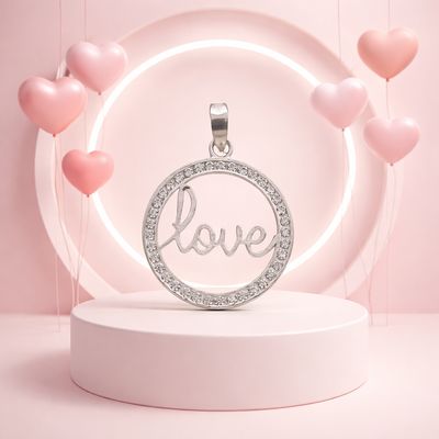 Dije Circulo de Amor  con Zirconias, mide 3.5cm, ideal para cadenas de 4mm o menos, en Plata 925 Mexicana.