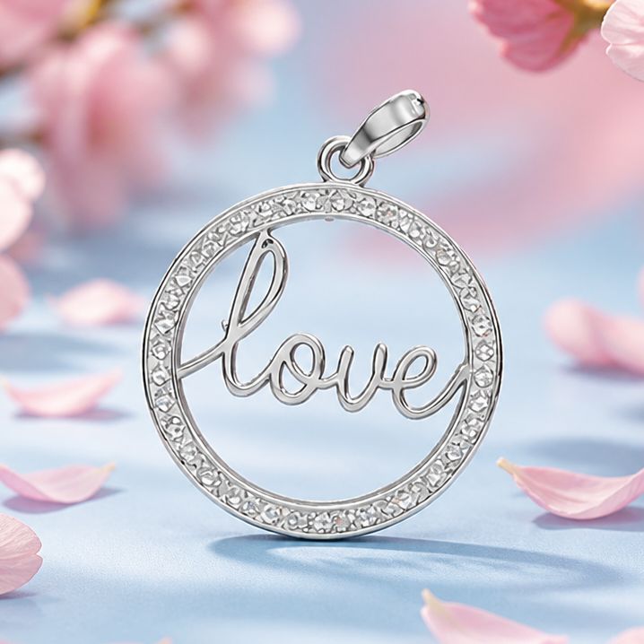 Dije Circulo de Amor  con Zirconias, mide 3.5cm, ideal para cadenas de 4mm o menos, en Plata 925 Mexicana.