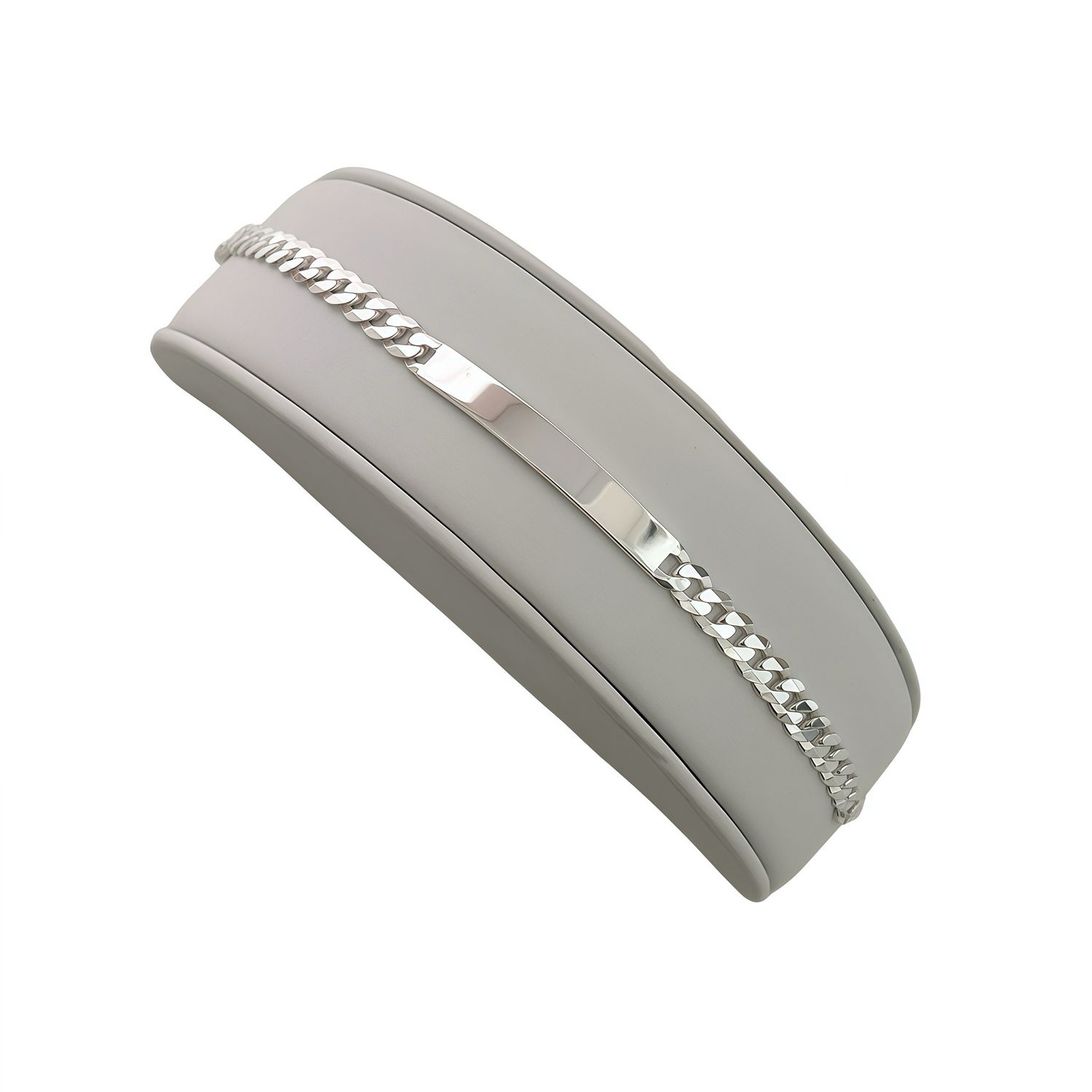 Pulsera con plata estilo Cubano liso, mide 6MM de ancho, 8" de largo en Plata 925 Italiana.