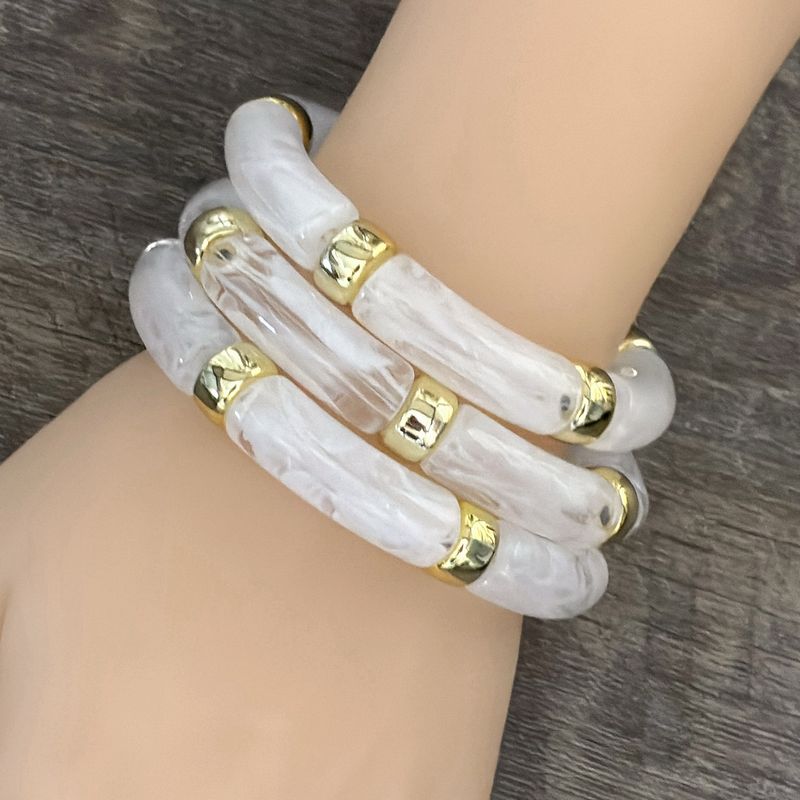 Pulseras set 3 Piezas Estilo Retro color Blanco en Resina