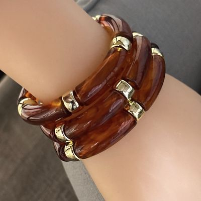 Pulseras set 3 Piezas Estilo Retro color Madera en Resina