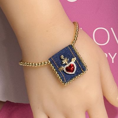 Pulsera Escapulario Ajustable con Corazon Alas Acero inoxidable