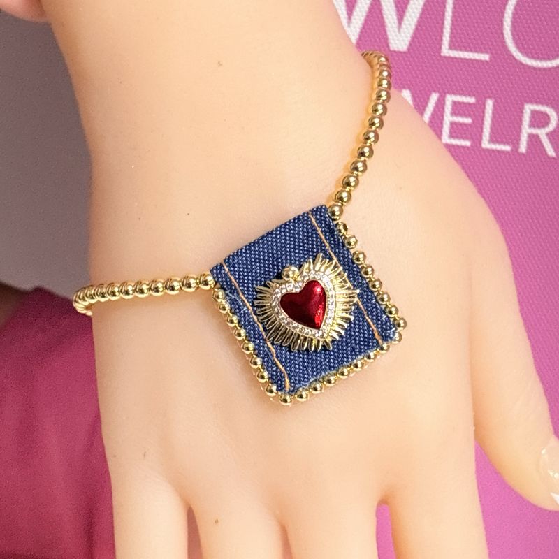 Pulsera Escapulario Ajustable con Corazon en llamas Acero inoxidable