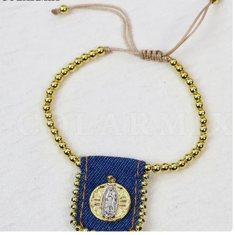 Pulsera Escapulario Ajustable Medalla de la Virgen de Guadalupe  Acero inoxidable