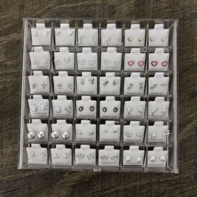 Charola con 36 pares de Broquel en Plata 925