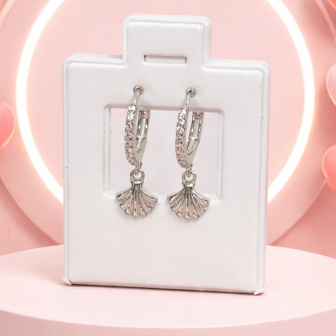 Huggie Fancy conchita de mar Plata 925 Italiana con Rodio