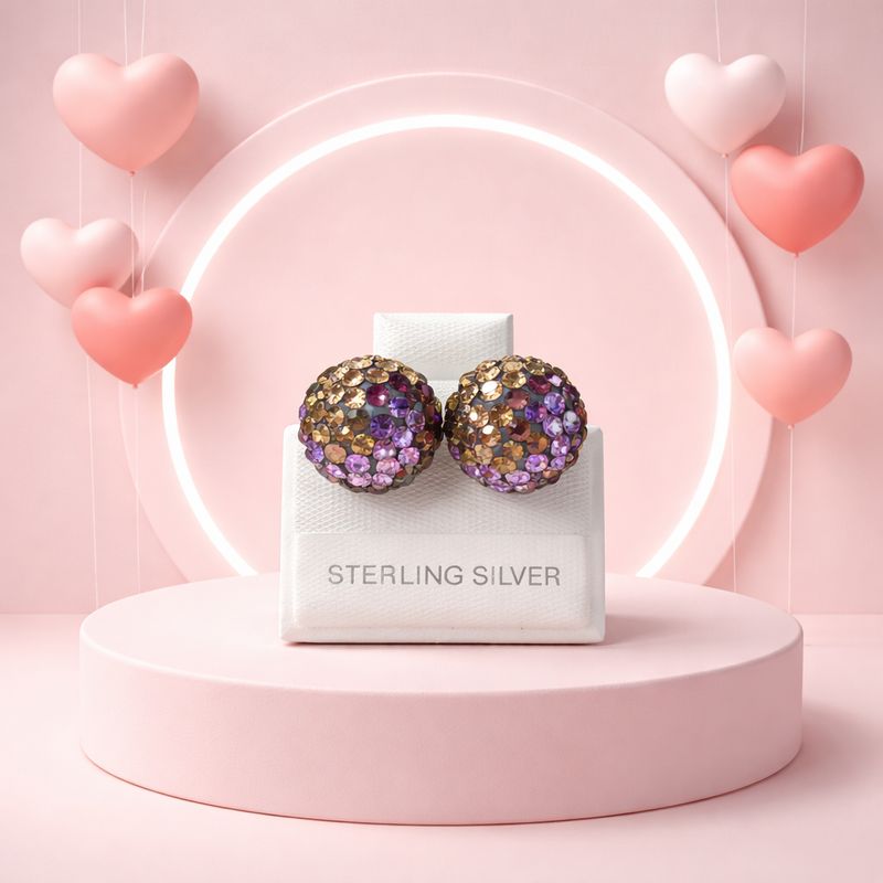 Broquel Artesanal Esfera con Cristales Broche de mariposa, Plata Mexicana 925