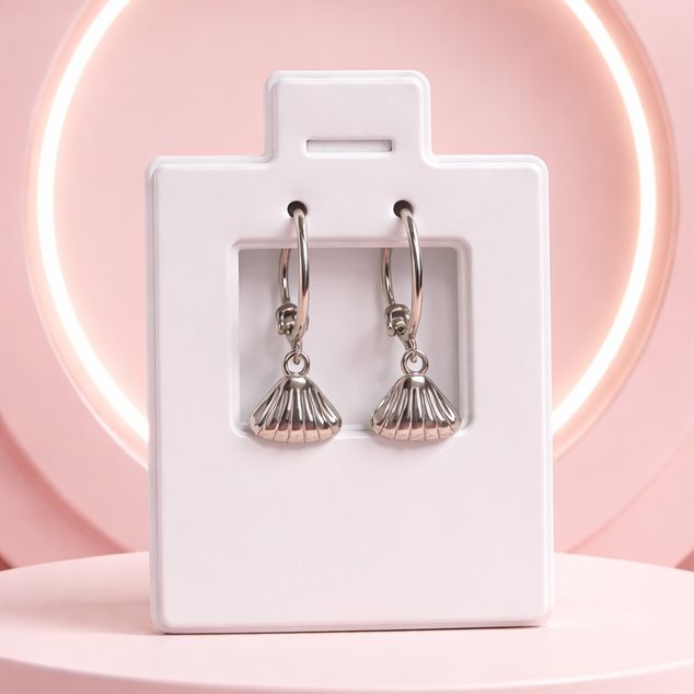 Arracadita mini basica con Conchita de Mar Plata 925 Italiana con Rodio