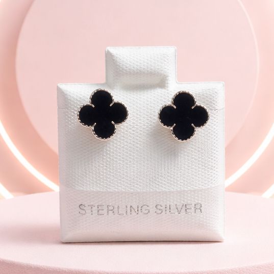 Broquel Trebol Van Negro 7MM Plata 925 MX