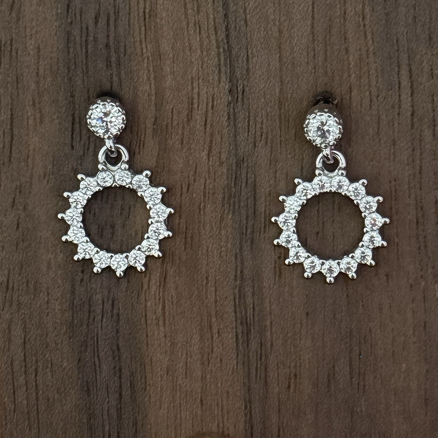 Arete colgante destello Plata italiana 925 con Rodio