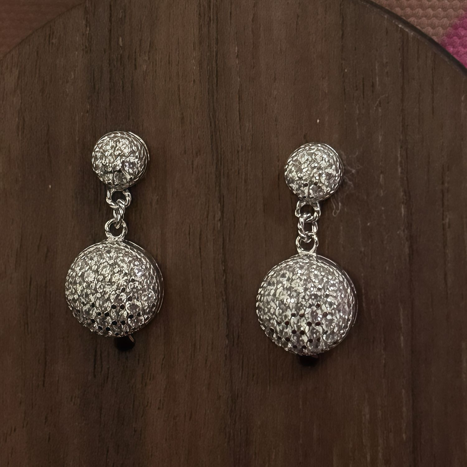 Arete Micropabe Fancy Colgante Plata 925 Italiana con Rodio