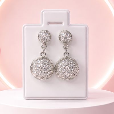 Arete Micropabe Fancy Colgante Plata 925 Italiana con Rodio