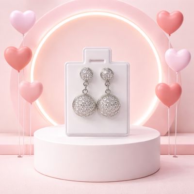 Arete Micropabe Fancy Colgante Plata 925 Italiana con Rodio