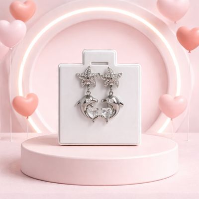 Arete Delfín con Zirconia Plata Italiana 925 broche de mariposa