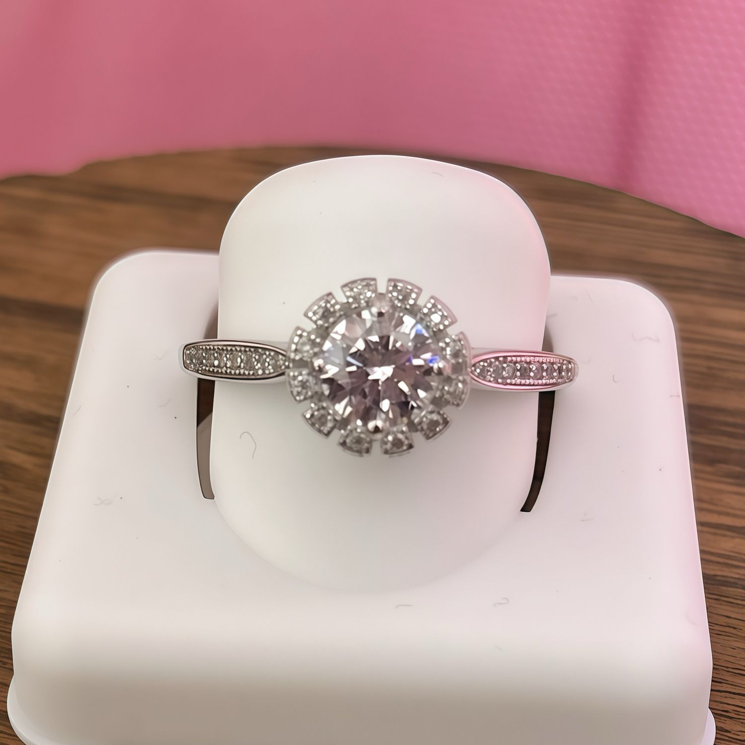 Anillo Compromiso Zirconias Super fancy talla disaponible # 10, plata 925 Italiana