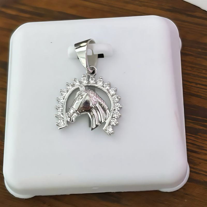 Dije Herradura con zirconias, mide 1cm, Plata 925 Italiana.