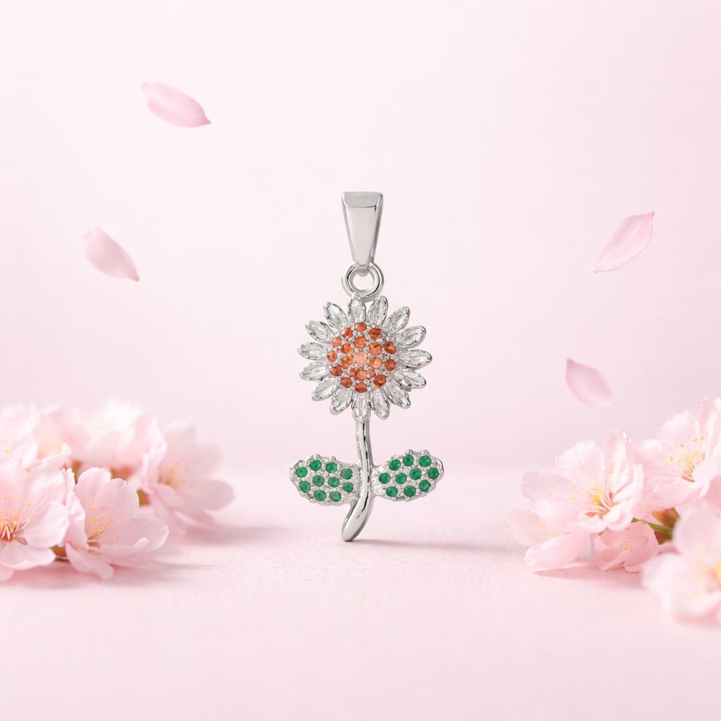 Dije Girasol Micropabe 3.5cm, ideal para cadenas de 4mm o menos Plata 925 Mexicana