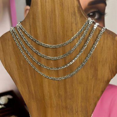 Cadena Marina espejo 3mm de ancho 20" de largo, Plata Italiana 925