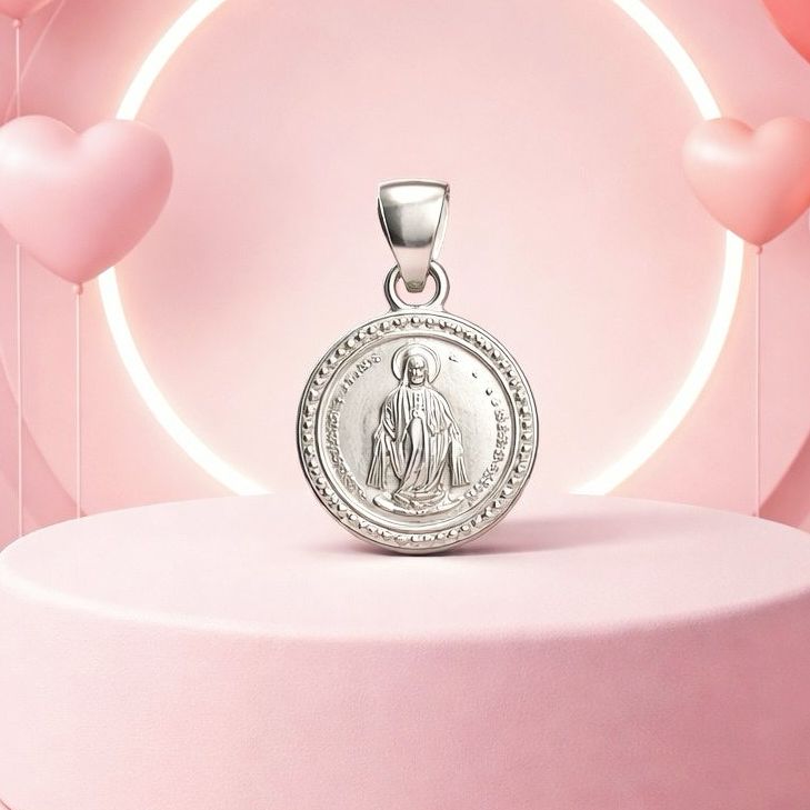 Dije Medalla Mini La Milagrosa mide 1cm Plata mexicana 925