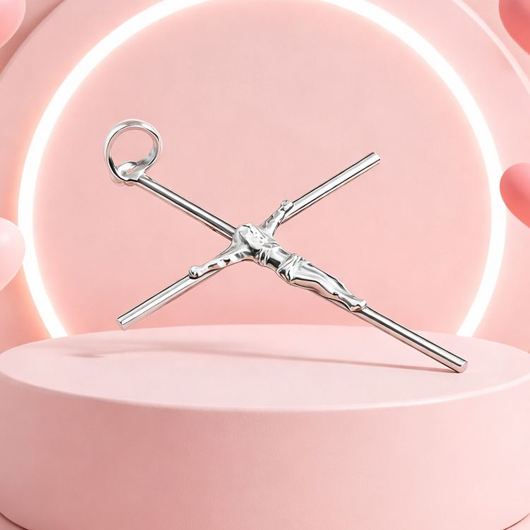 Dije Cruz con cristo mide 5.5CM, plata Italiana 925.