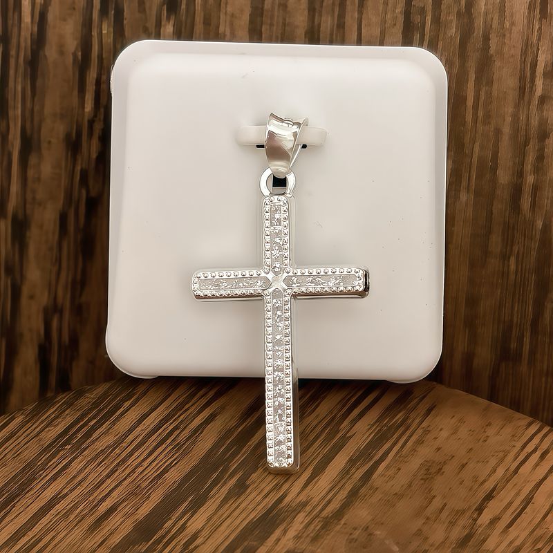 Dije Cruz Zirconias incrustadas, Mide3.5cm, Plata mexicana 925