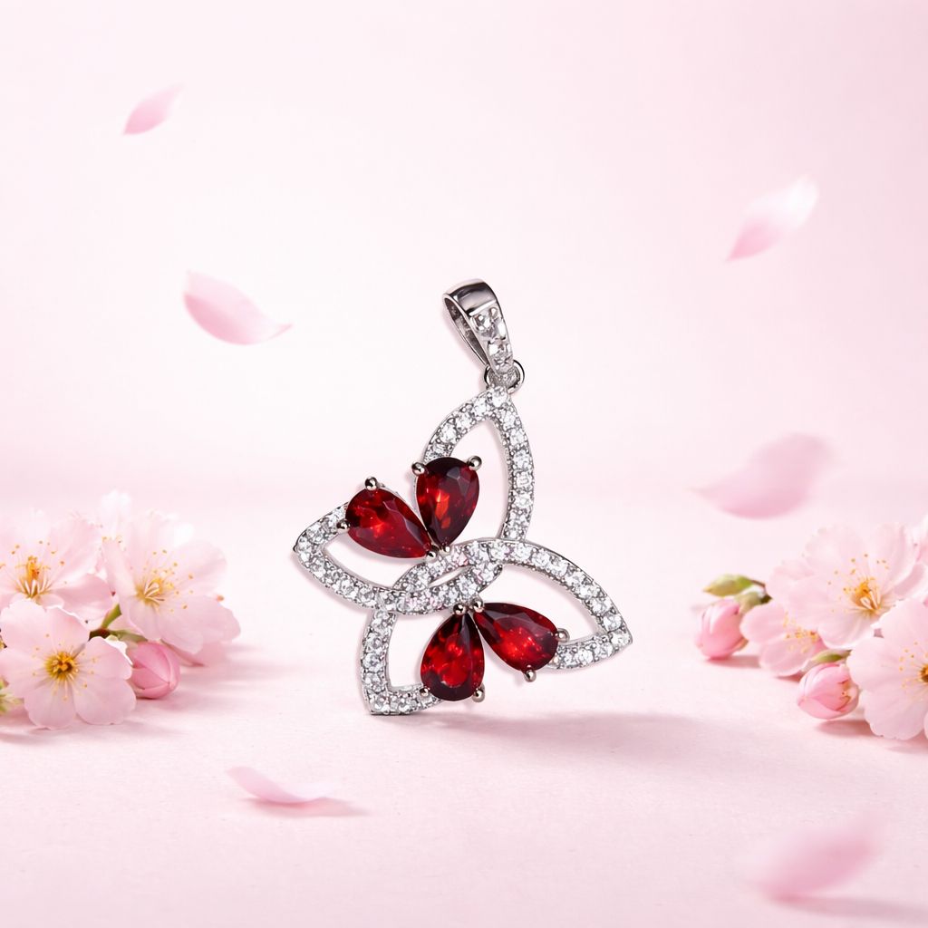 Dije Mariposa Super Fancy  Mide 3.5cm, Plata Italiana con Rodio 925