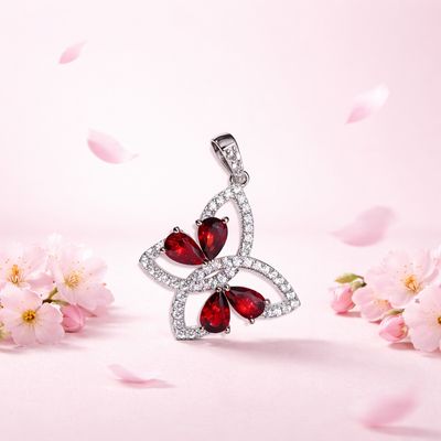 Dije Mariposa Super Fancy  Mide 3.5cm, Plata Italiana con Rodio 925