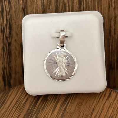 Dije Medalla Basica San Judas, mide 2cm, Plata Mexicana 925