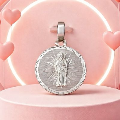 Dije Medalla Basica San Judas, mide 2cm, Plata Mexicana 925