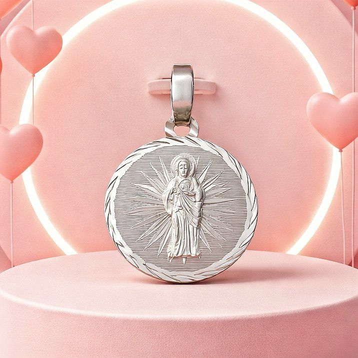 Dije Medalla Basica San Judas, mide 2cm, Plata Mexicana 925