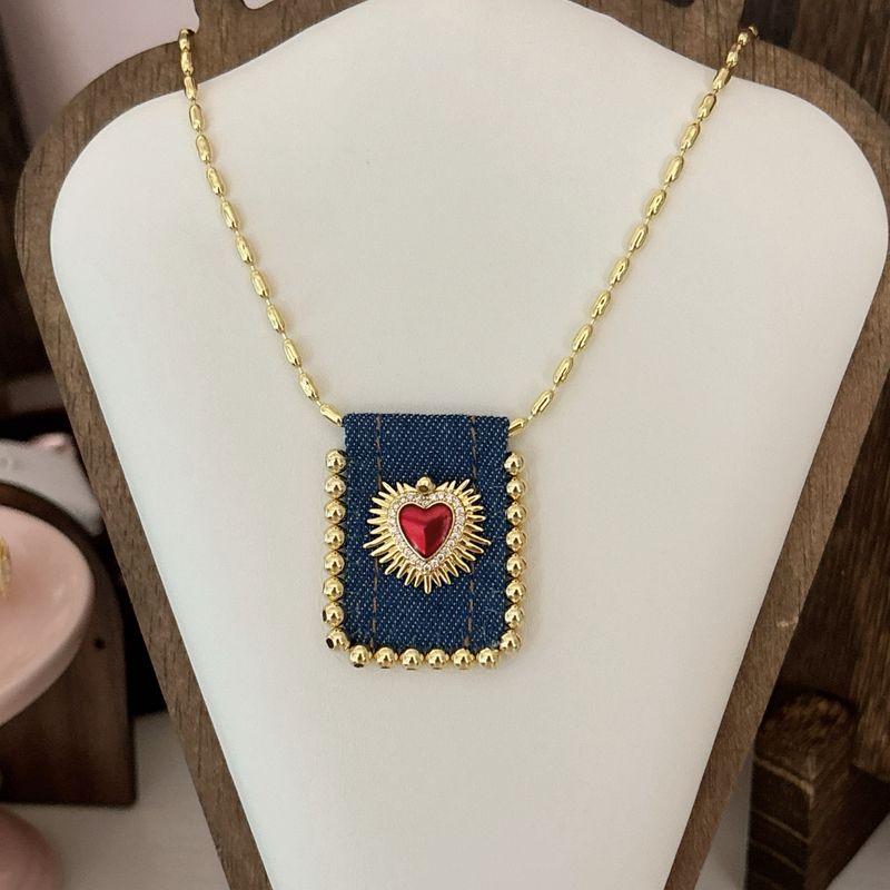 Collar Escapurario Demi Brass Plated Corazon Rayos