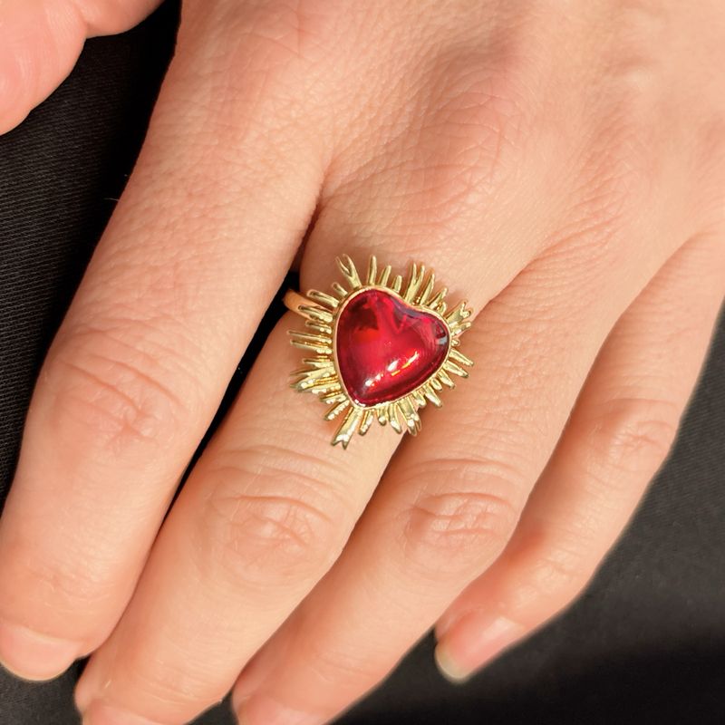 Anillo Corazon Esmaltado Ajustable Blass Plated