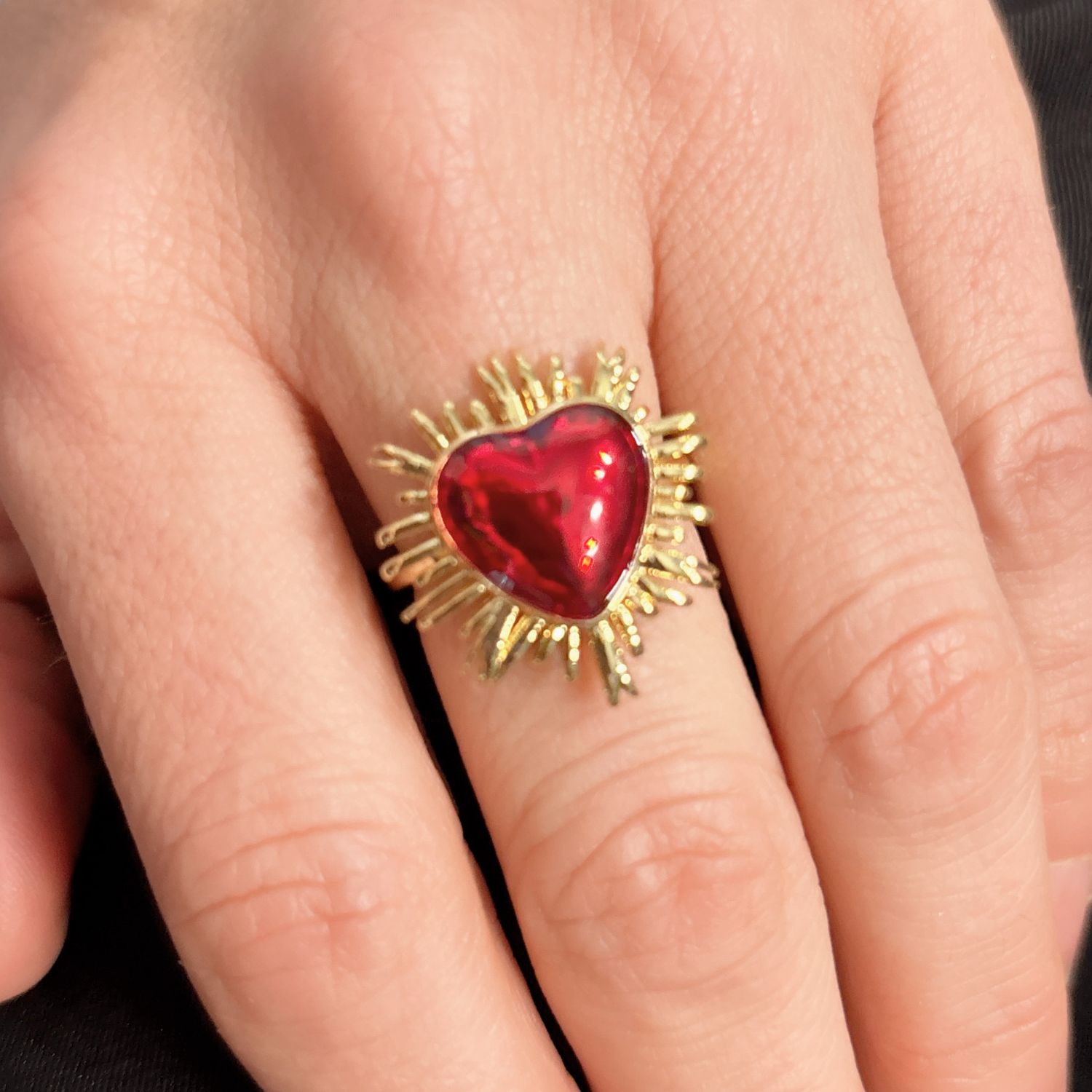 Anillo Corazon Esmaltado Ajustable Blass Plated