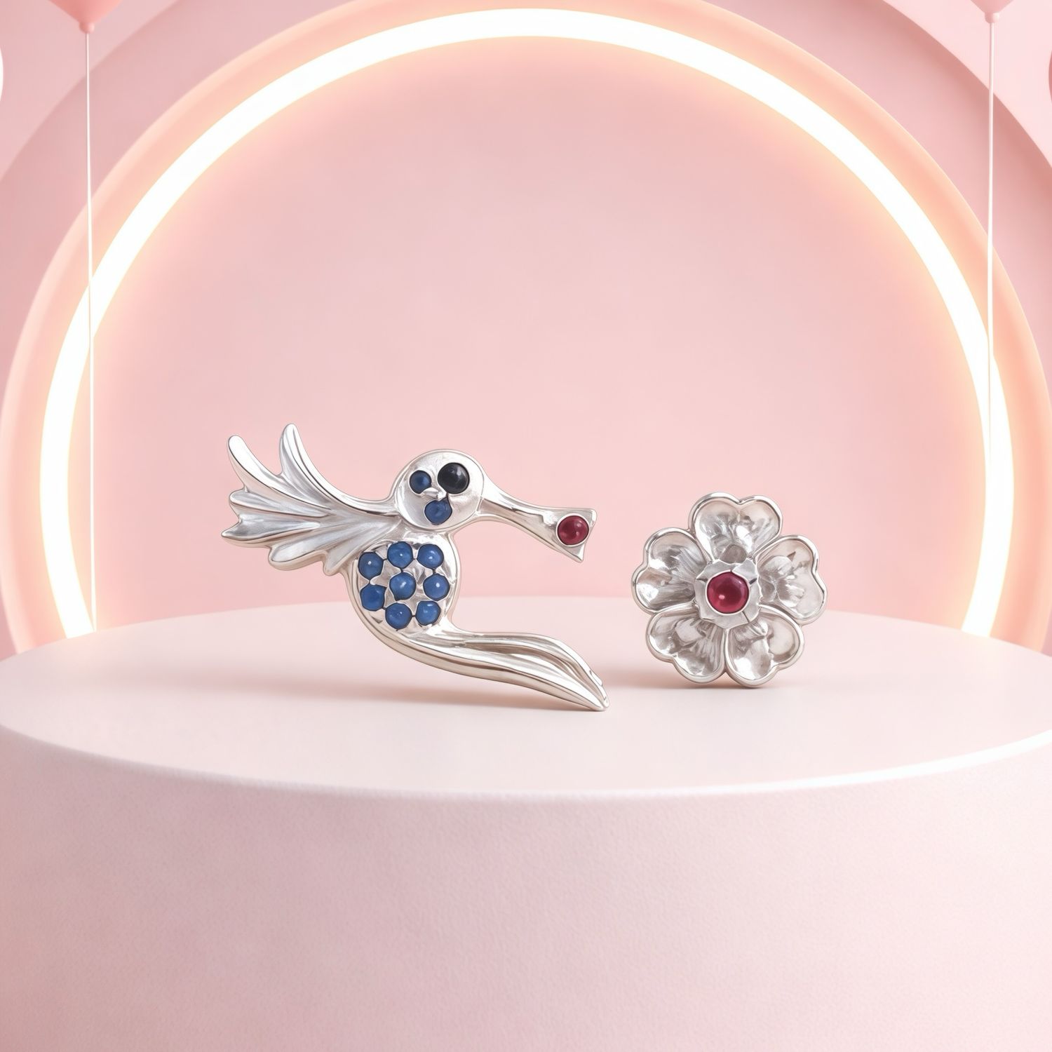 Anillo Artesanal Colibri en flor zirconias Multi, Plata Mexicana 925