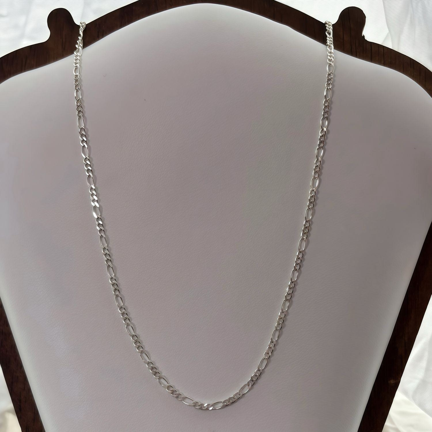 Cadena Figaro 2mm de ancho 16" de Largo, Plata Mexicana 925.