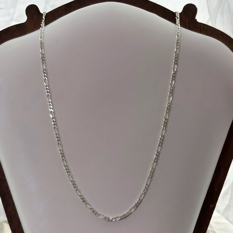 Cadena Figaro 2mm de ancho 16" de Largo, Plata Mexicana 925.