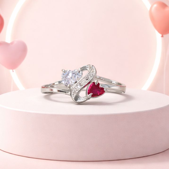 Anillo Infinito doble Corazon artesanal, Plata Mexicana 925