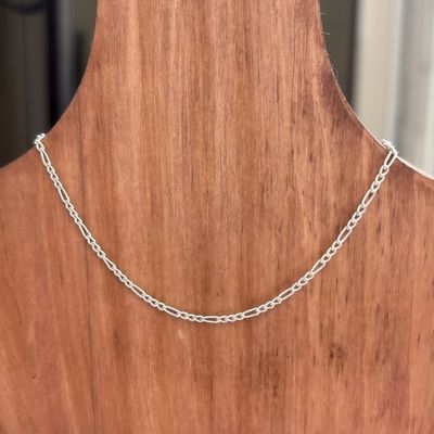Cadena Figaro 2mm de ancho 24" de Largo, Plata Mexicana 925.